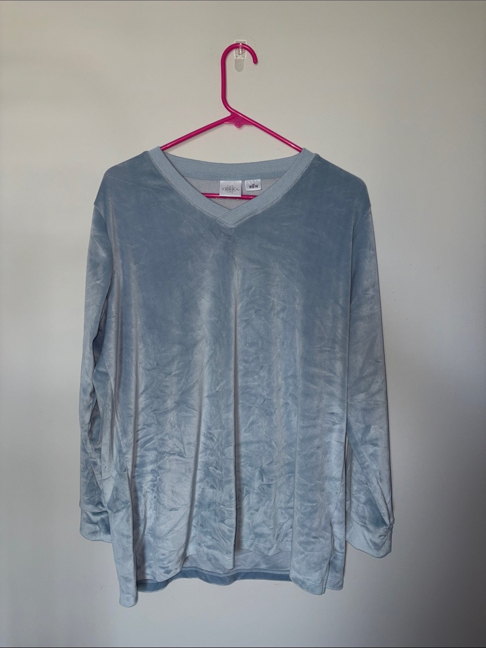 Light Blue Serra Velvet V-Neck Women's Sweater Medium